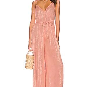 Revolve Chic Blush Jumpsuit with Tie Straps